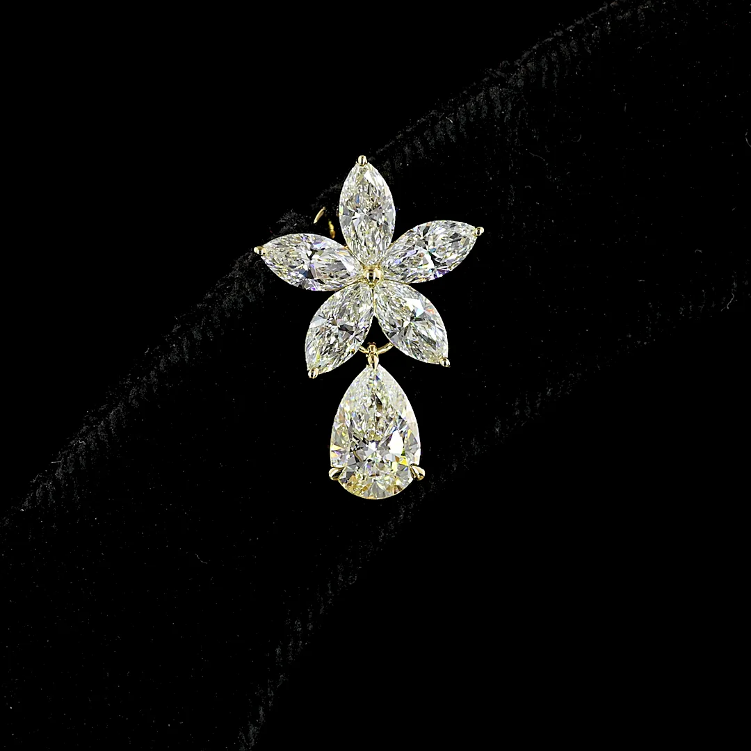 3.25 Cts 14k Yellow Gold Pear Shape Hanging Earring - Image 4