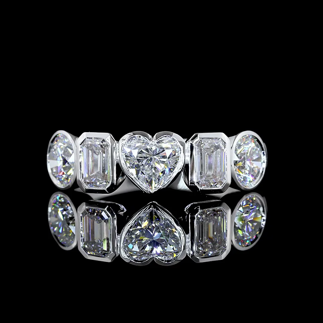 2.04 Cts 14k White Gold Mix Shape 5 Stones Eternity Band - Video