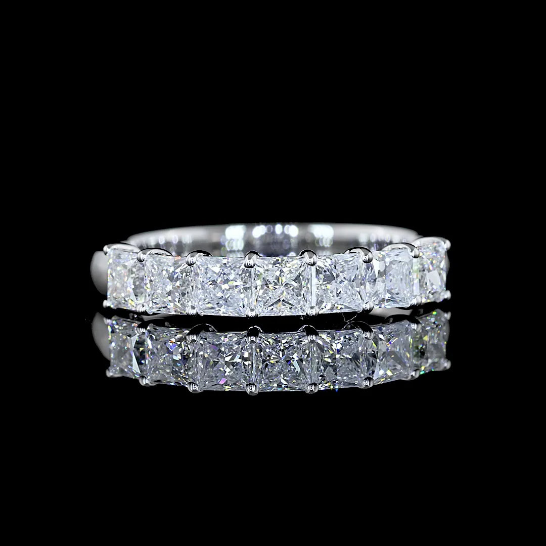 1.14 Cts 14k White Gold Princess Shape 7 Stones Eternity Band - Video