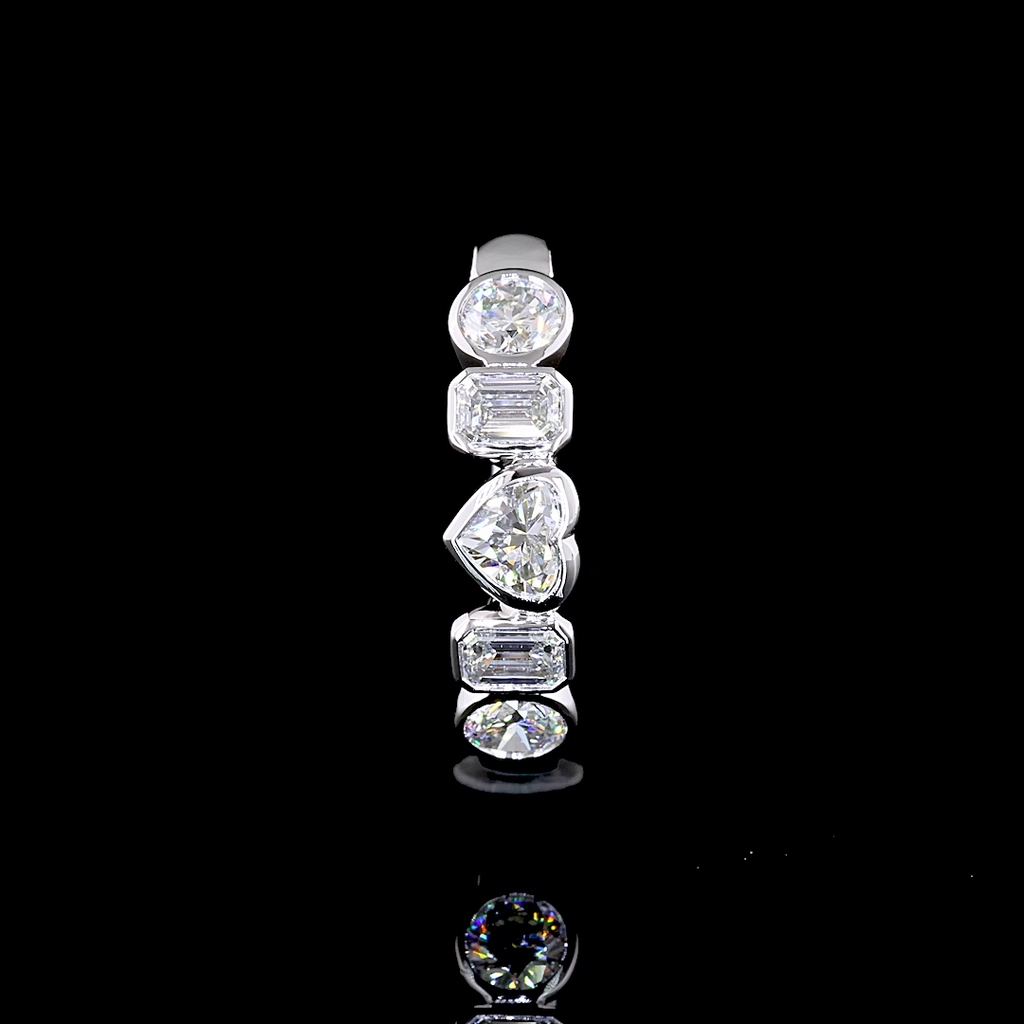 1.03 Cts 14k White Gold Heart Shape 5 Stones Eternity Band - Image 2