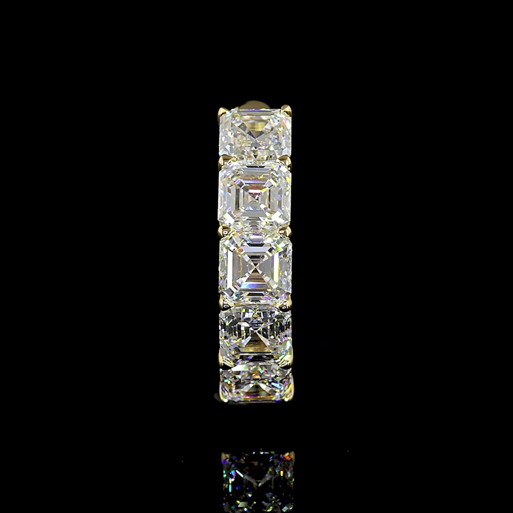 3.03 Cts 14k Yellow Gold Asscher Shape 5 Stones Eternity Band - Image 4