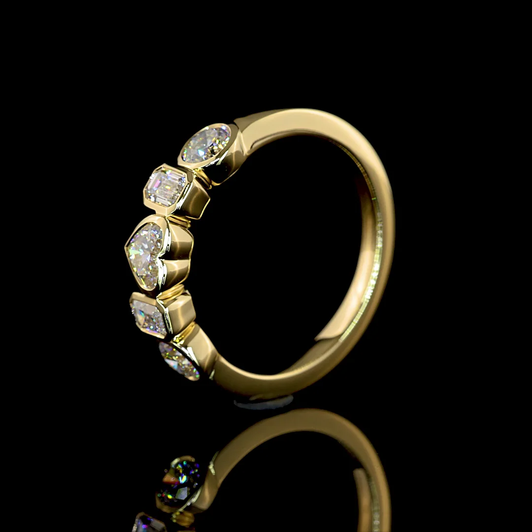 1.03 Cts 14k Yellow Gold Mix Shape 5 Stones Eternity Band - Image 4