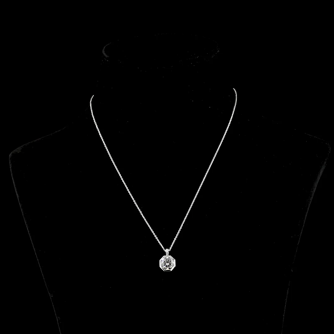 2.57 Cts 14k White Gold Octagon H&a Shape Pendant Pendant - Video