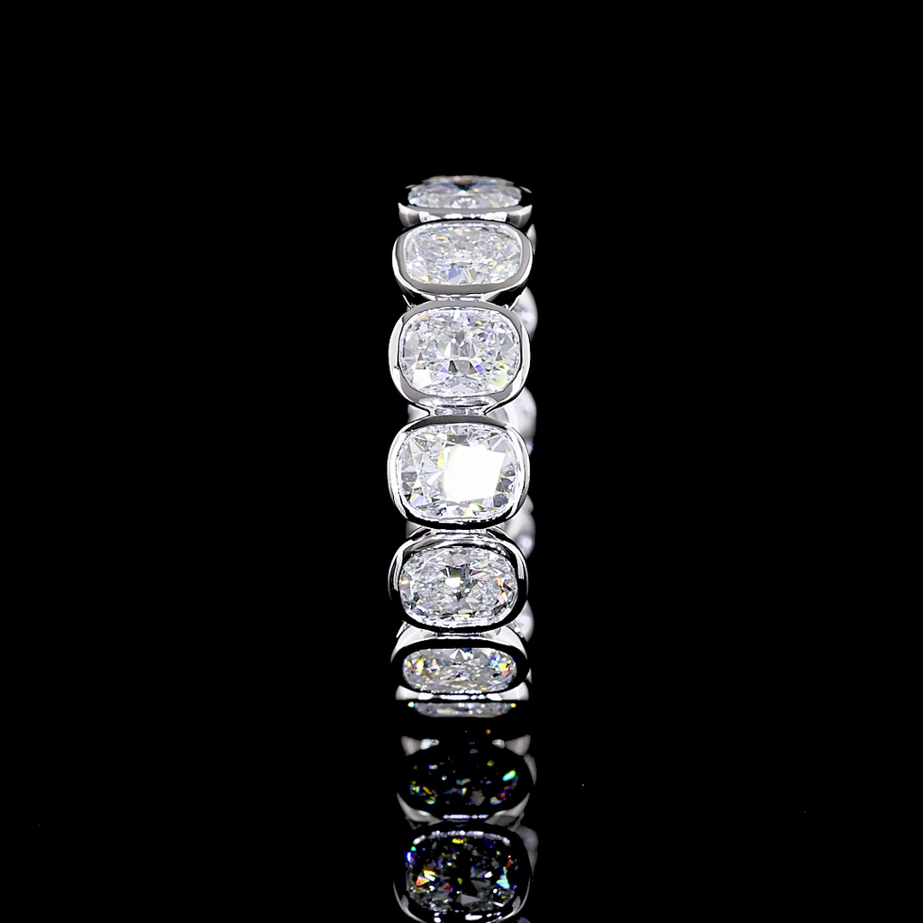 5.49 Cts 14k White Gold Cushion Brilliant Shape Eternity Band Eternity Band - Image 2