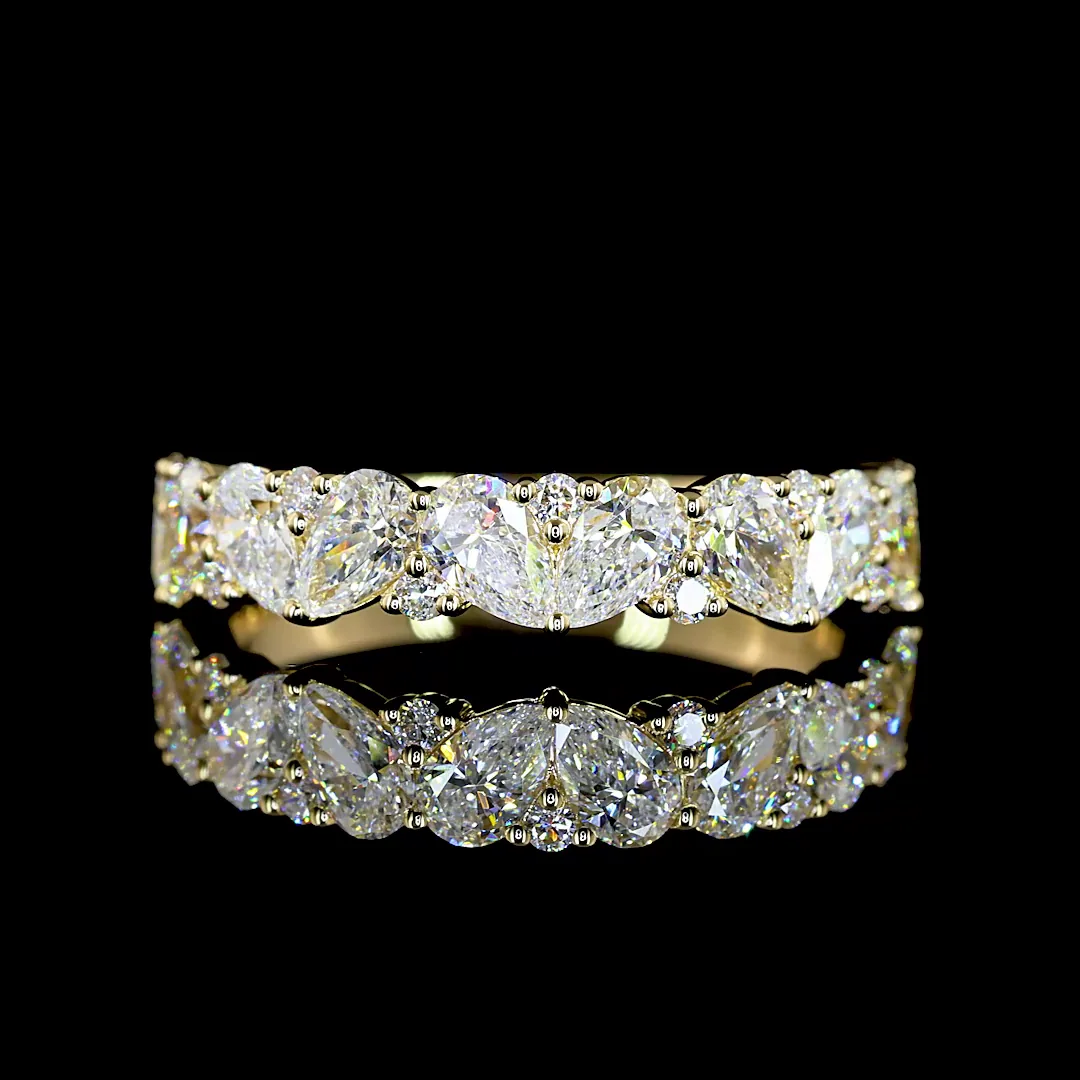 1.6 Cts 14k Yellow Gold Pear Shape Half Eternity Eternity Band - Video