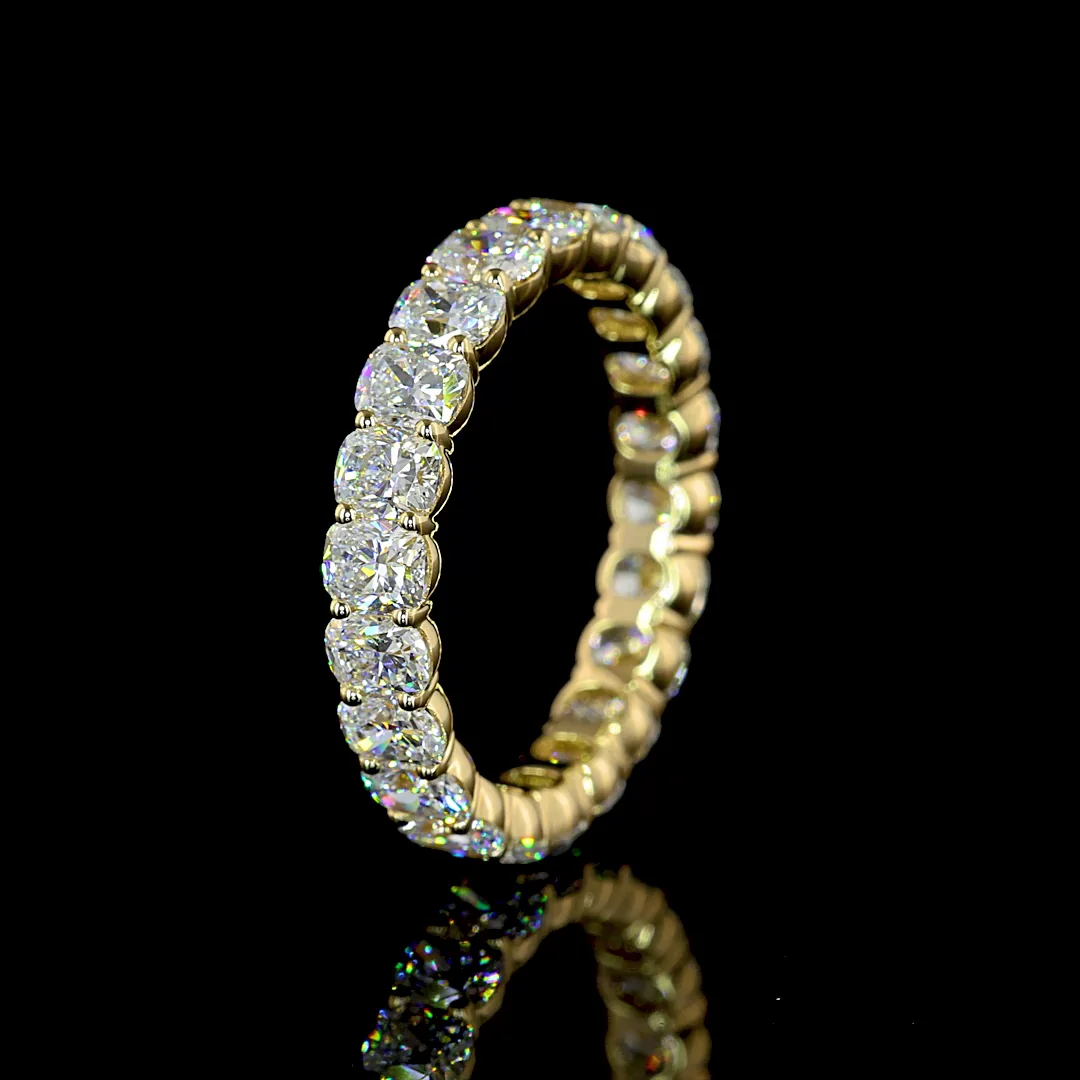 3.27 Cts 14k Yellow Gold Cushion Brilliant Shape Eternity Band Eternity Band - Image 4