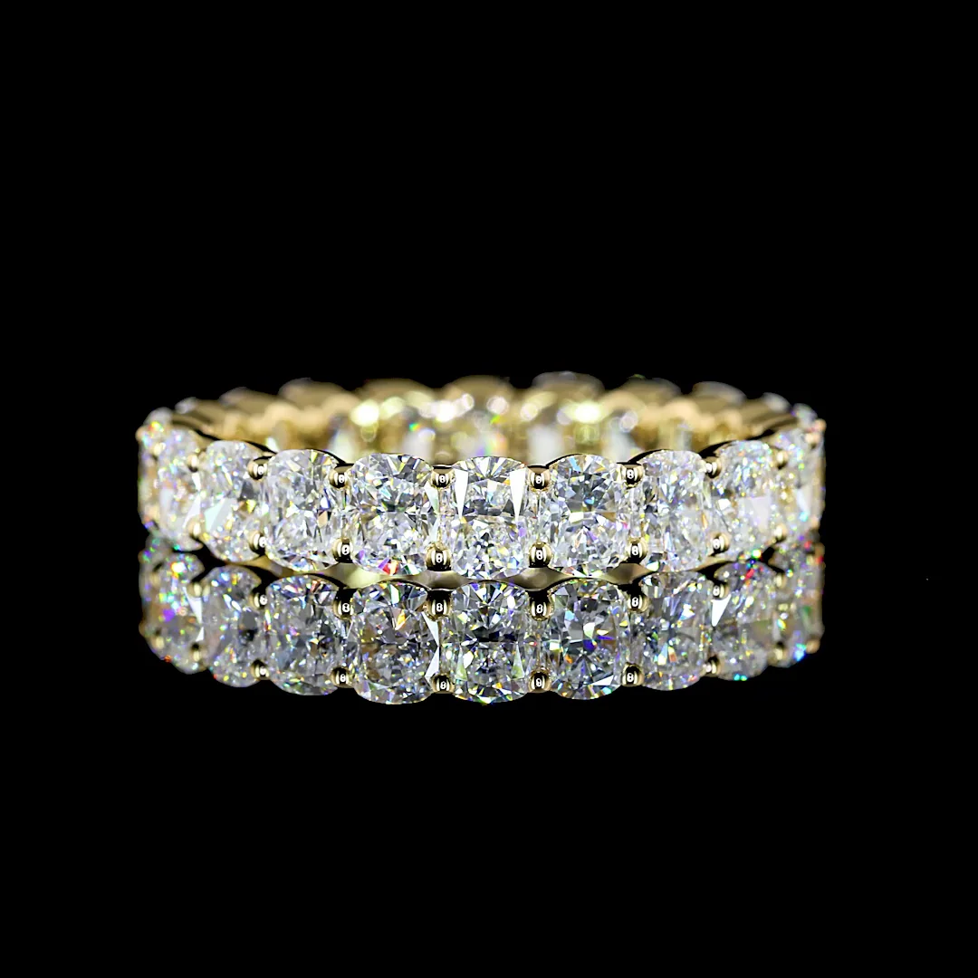 3.27 Cts 14k Yellow Gold Cushion Brilliant Shape Eternity Band Eternity Band - Video