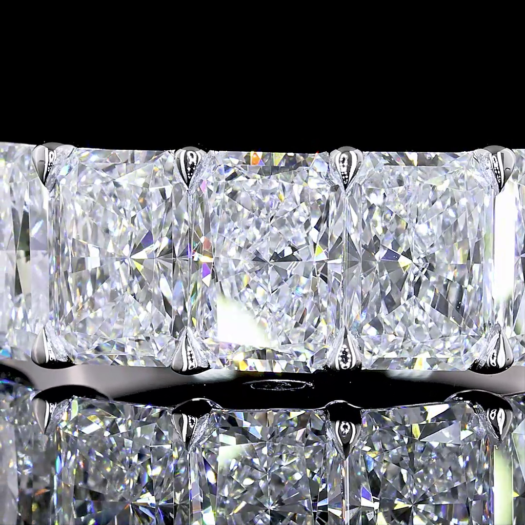 1.99 Cts 14k White Gold Radiant Shape 5 Stones Eternity Band - Image 3