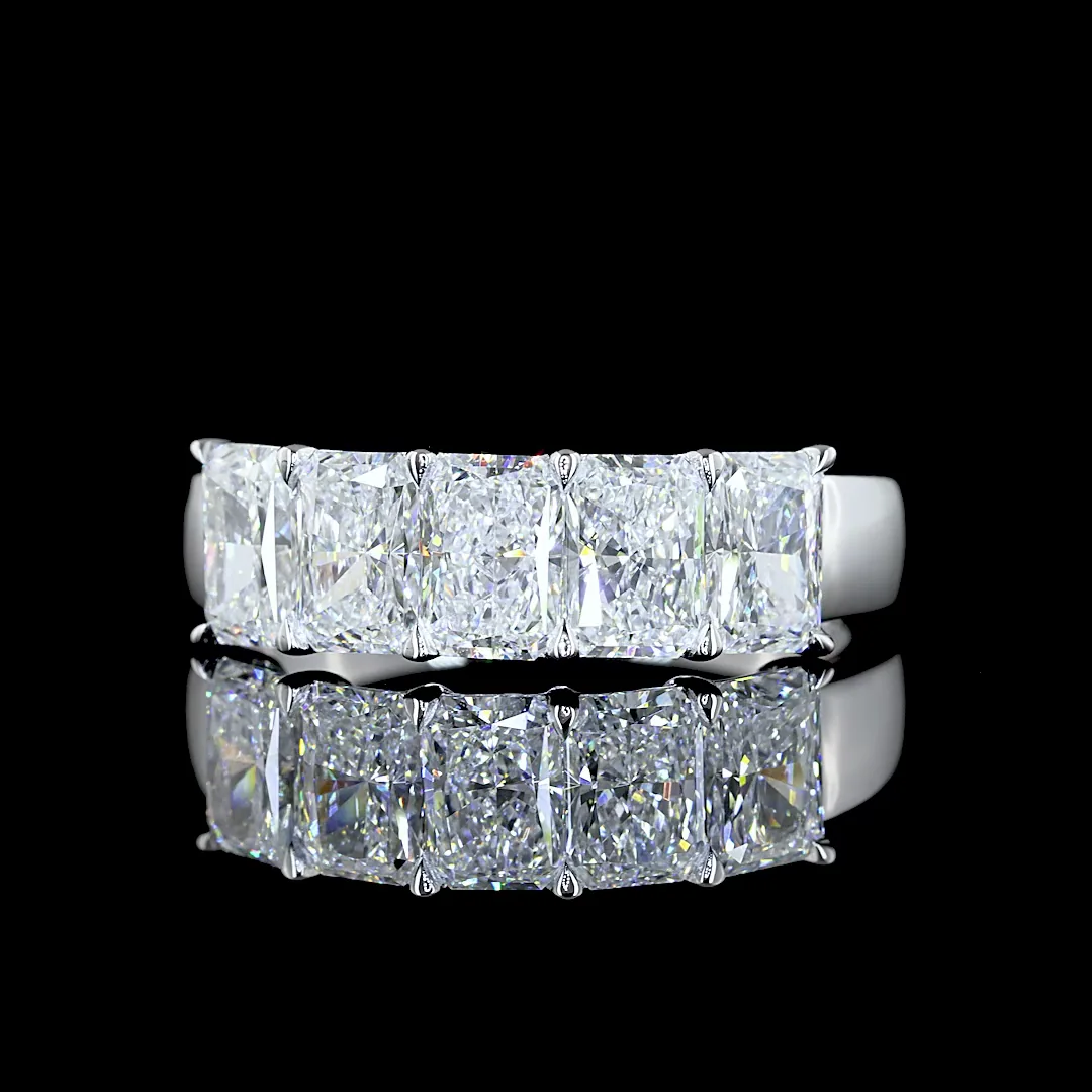 1.99 Cts 14k White Gold Radiant Shape 5 Stones Eternity Band - Video