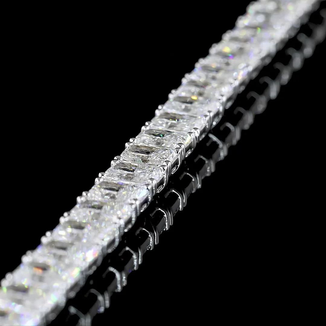 13.25 Cts 14k White Gold Radiant Shape Tennis Bracelet - Image 3