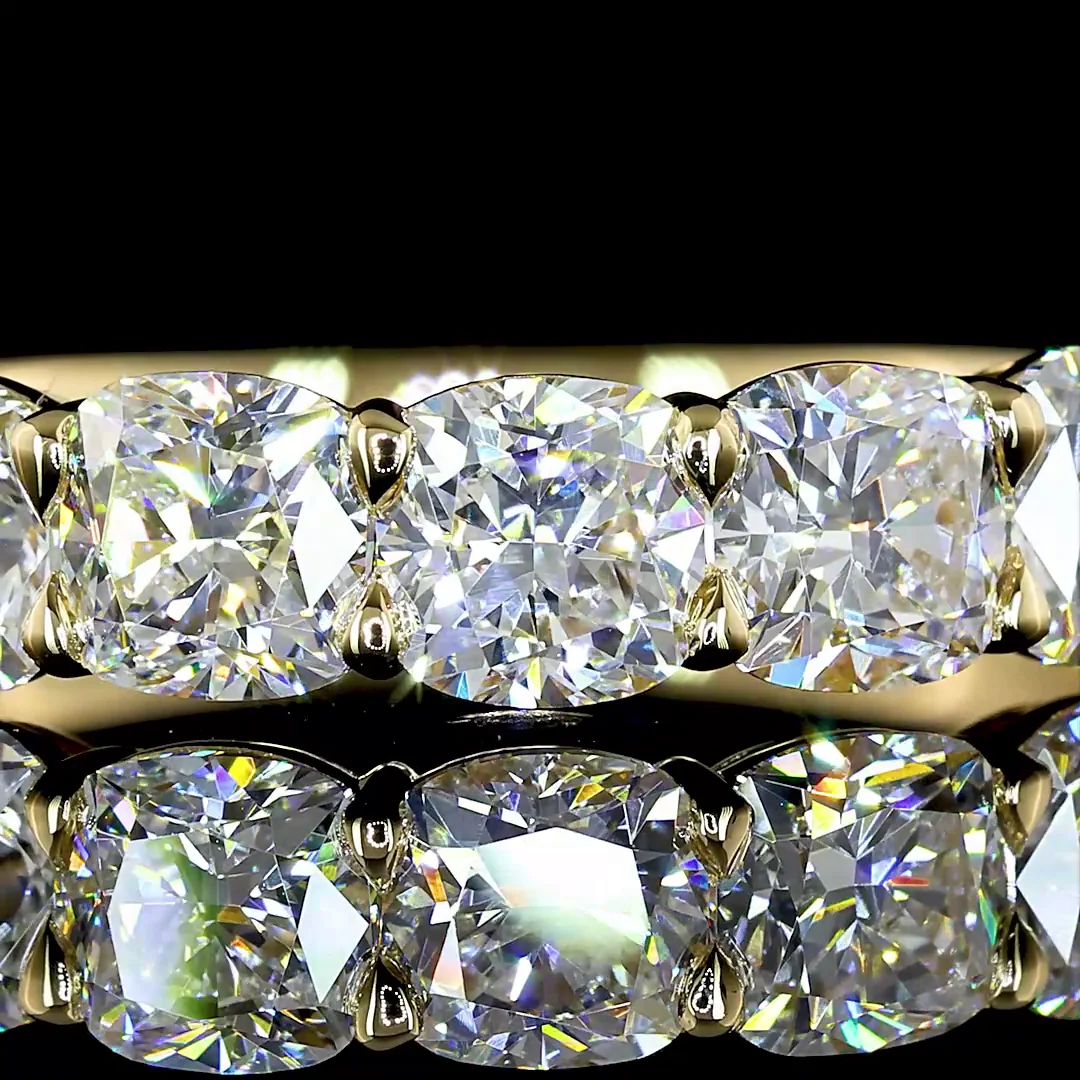 2.03 Cts 14k Yellow Gold Square Cushion Brilliant Shape 7 Stones Eternity Band - Image 3