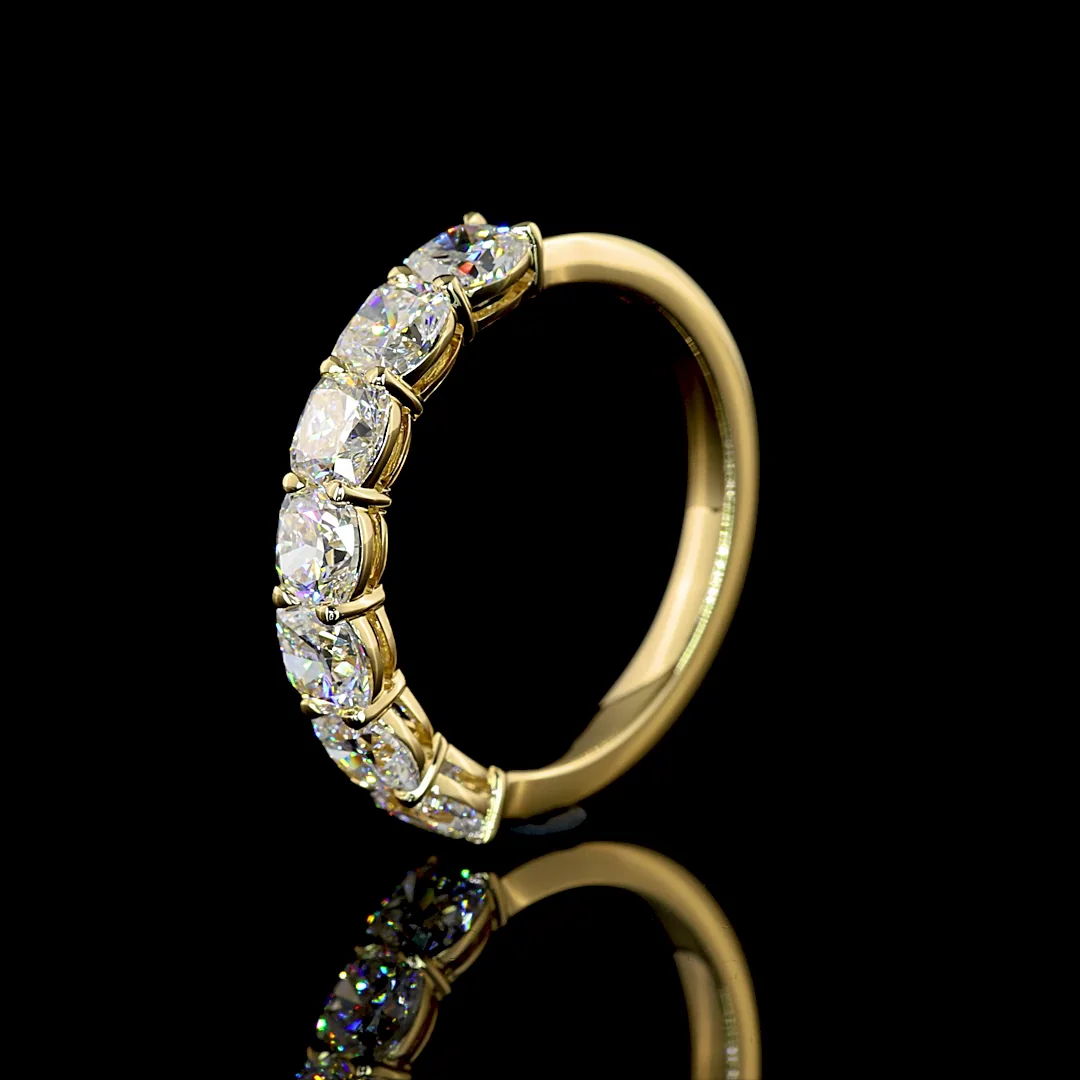 2.03 Cts 14k Yellow Gold Square Cushion Brilliant Shape 7 Stones Eternity Band - Image 4