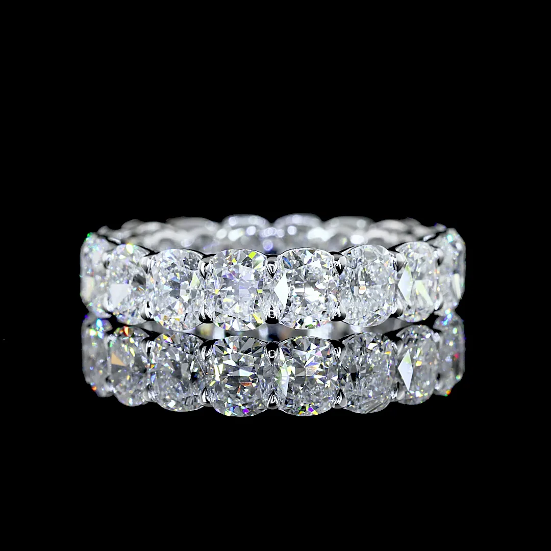 5.47 Cts 14k White Gold Cushion Brilliant Shape Eternity Band Eternity Band - Video