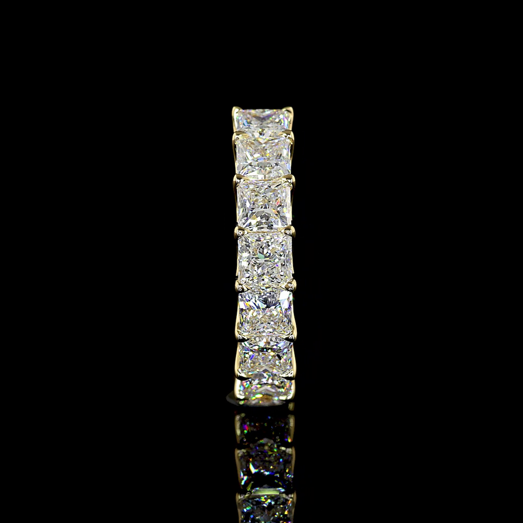 3.09 Cts 14k Yellow Gold Princess Shape Half Eternity Eternity Band - Image 2