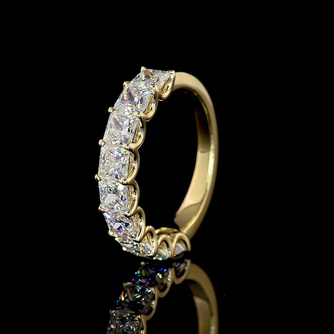 3.09 Cts 14k Yellow Gold Princess Shape Half Eternity Eternity Band - Image 4