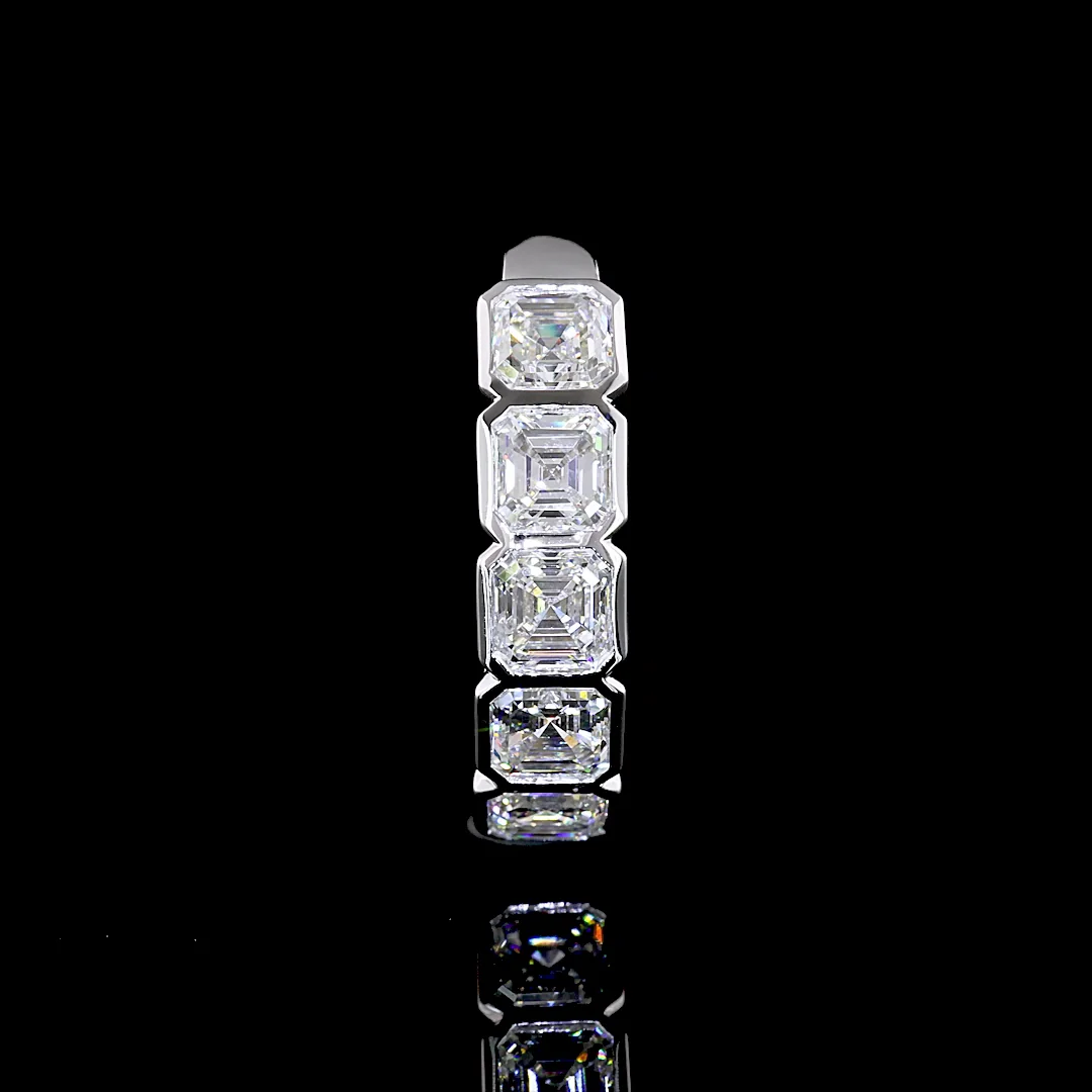 2.1 Cts 14k White Gold Asscher Shape 5 Stones Eternity Band - Image 4