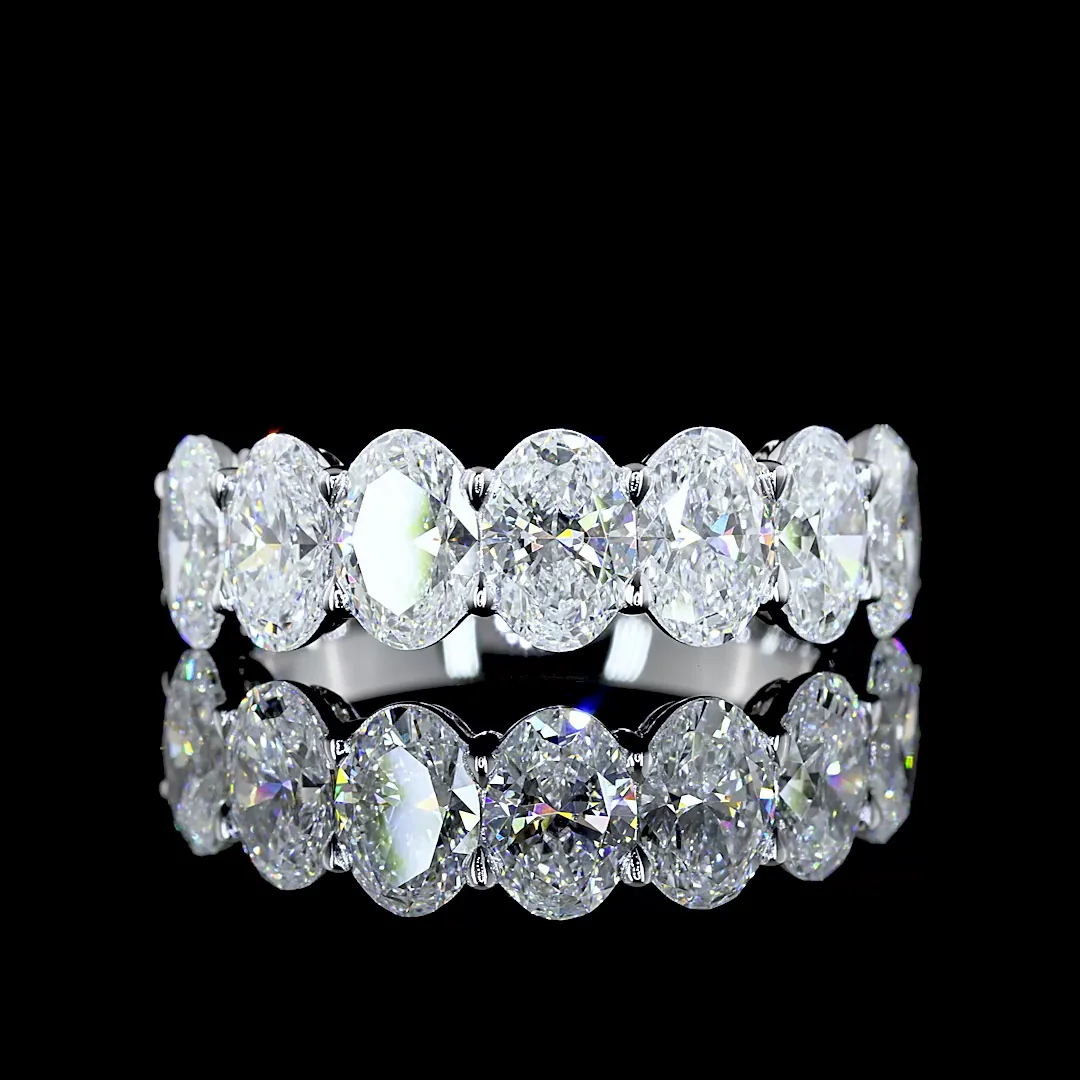 3.01 Cts 14k White Gold Oval Shape 7 Stones Eternity Band - Video