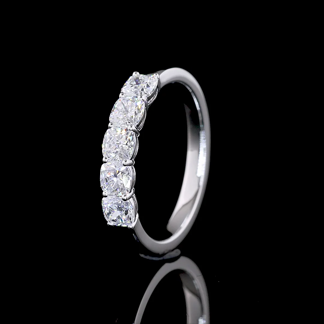 1.02 Cts 14k White Gold Square Cushion Brilliant Shape 5 Stones Eternity Band - Image 4