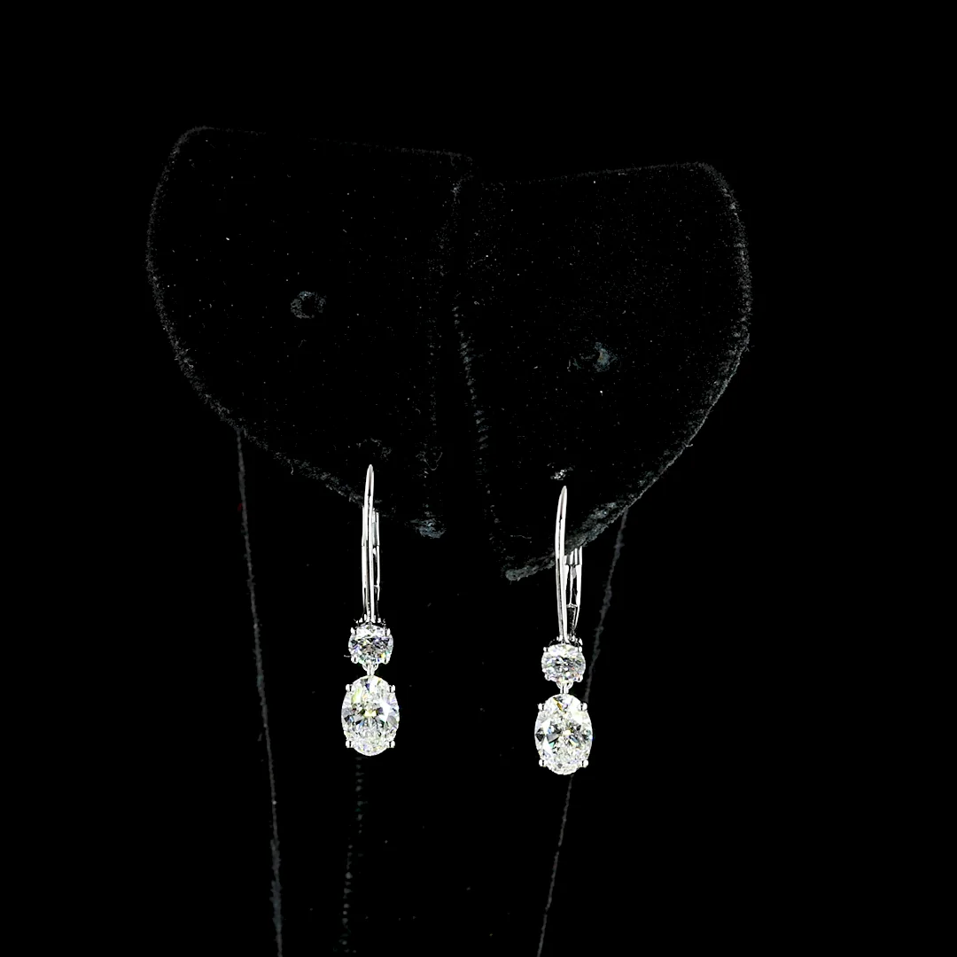 1.35 Cts 14k White Gold Oval Shape Hanging Earring - Image 3
