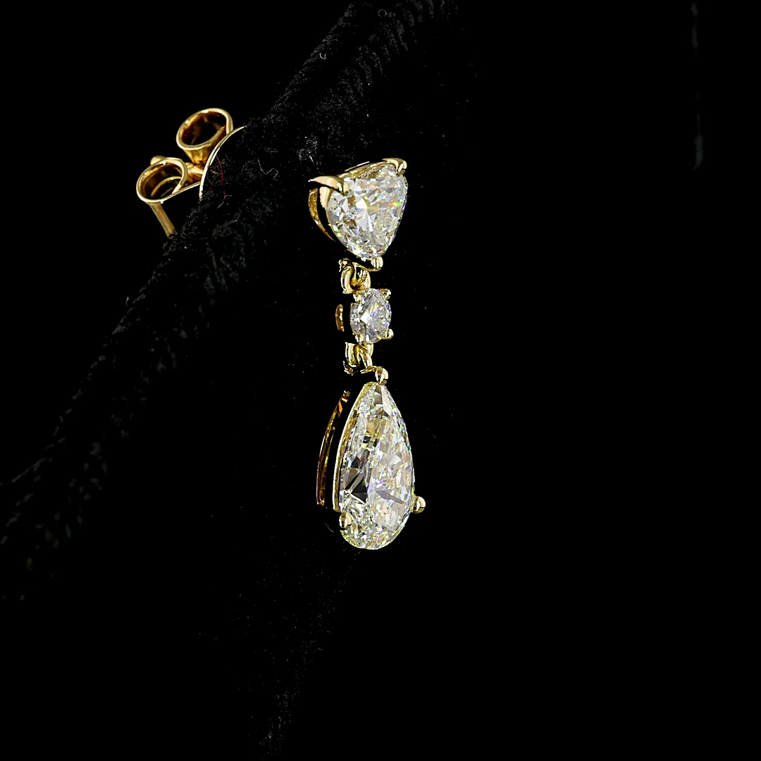 1.64 Cts 14k Yellow Gold Mix Shape Hanging Earring - Image 2