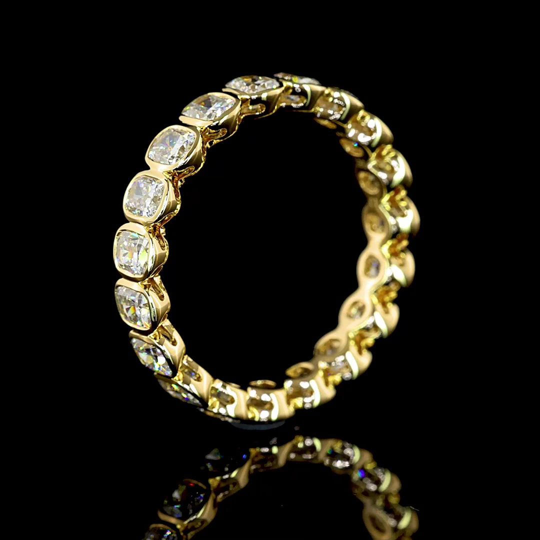 2.32 Cts 14k Yellow Gold Cushion Brilliant Shape Eternity Band Eternity Band - Video