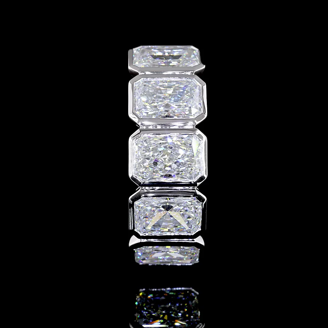 5.05 Cts 14k White Gold Radiant Shape 5 Stones Eternity Band - Image 2