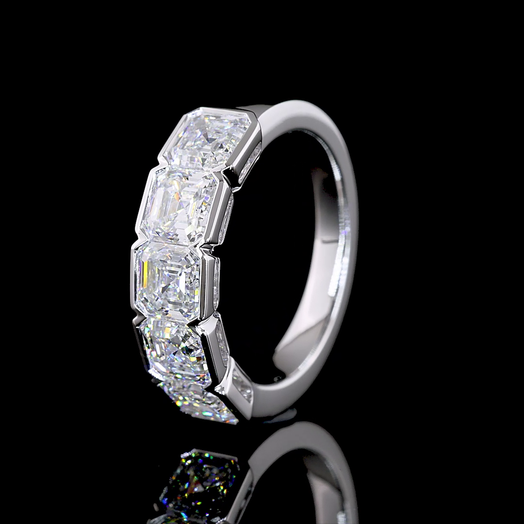 3.04 Cts 14k White Gold Asscher Shape 5 Stones Eternity Band - Image 2