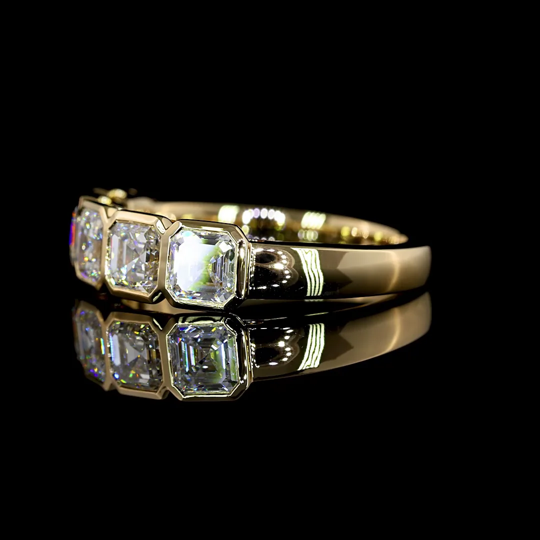 2.12 Cts 14k Yellow Gold Asscher Shape 5 Stones Eternity Band - Image 2