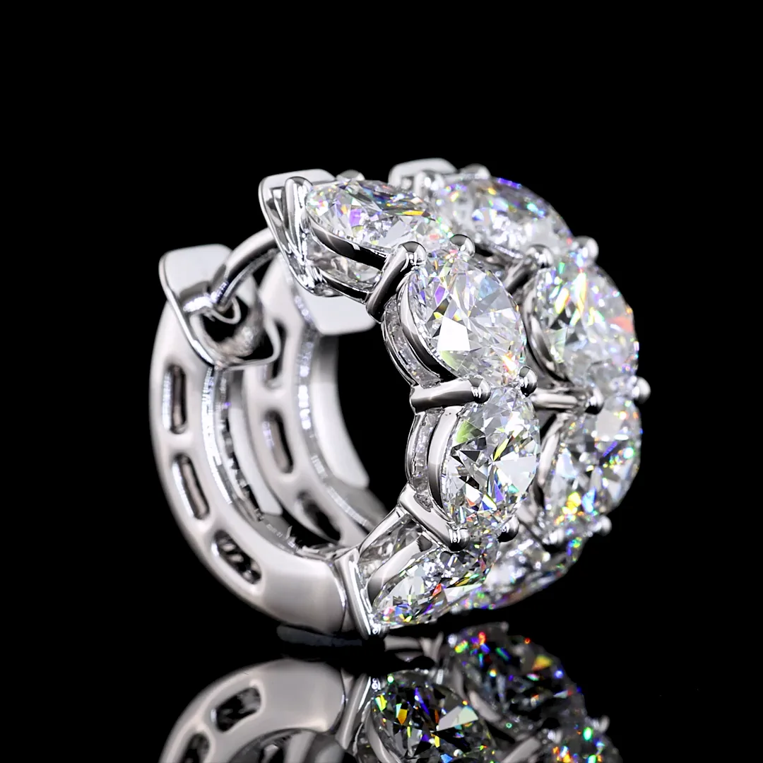 3.99 Cts 14k White Gold Round Shape Huggies Earring - Video