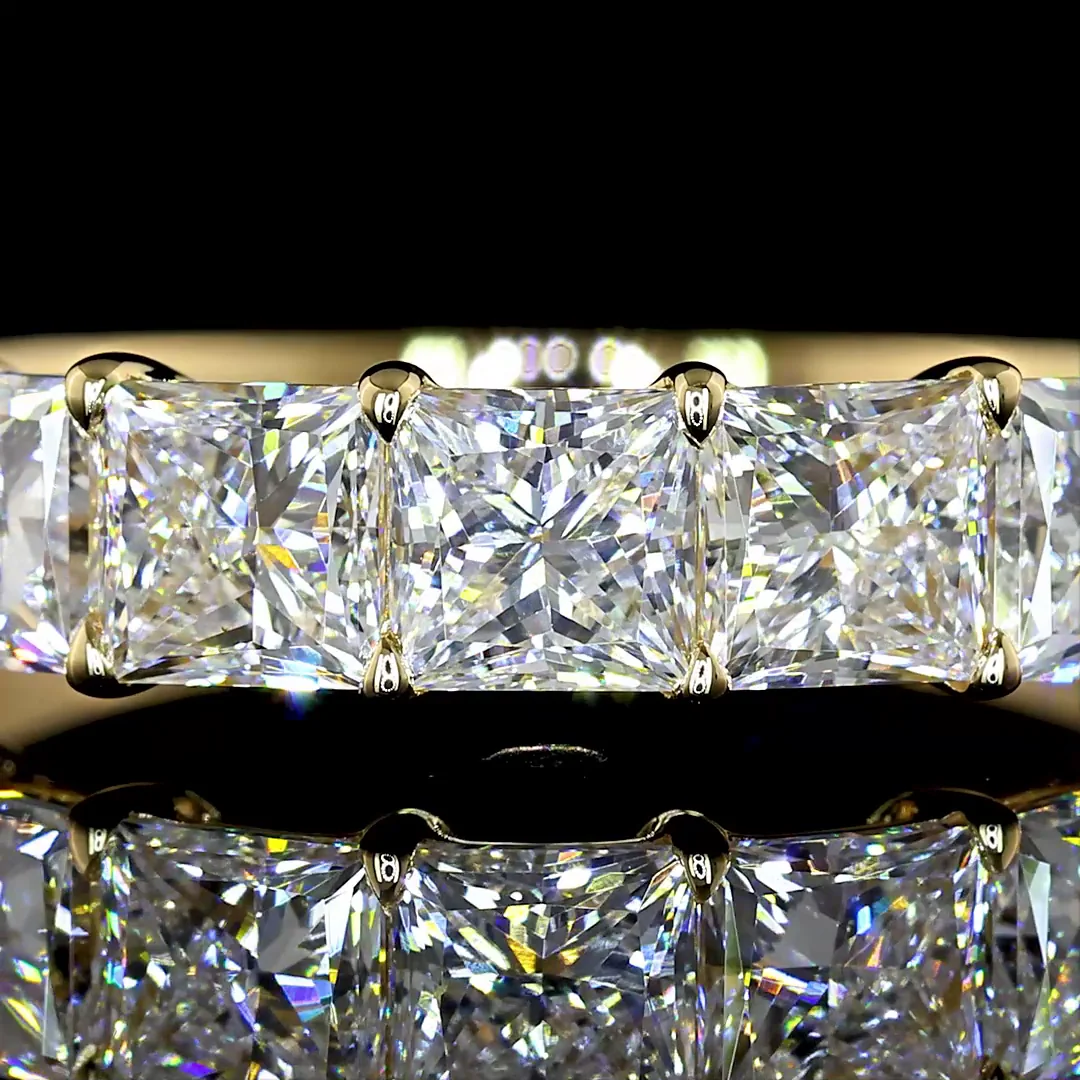 2.11 Cts 14k Yellow Gold Princess Shape 7 Stones Eternity Band - Image 3