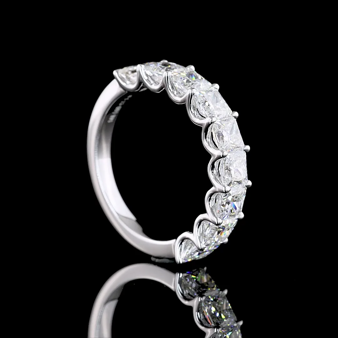 3.07 Cts 14k White Gold Princess Shape Half Eternity Eternity Band - Image 2