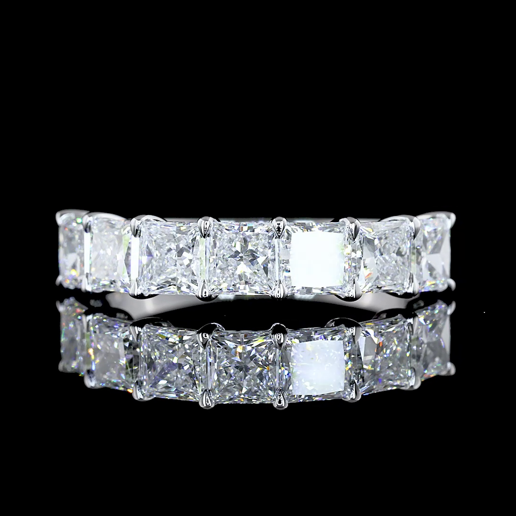 2.09 Cts 14k White Gold Princess Shape 7 Stones Eternity Band - Video