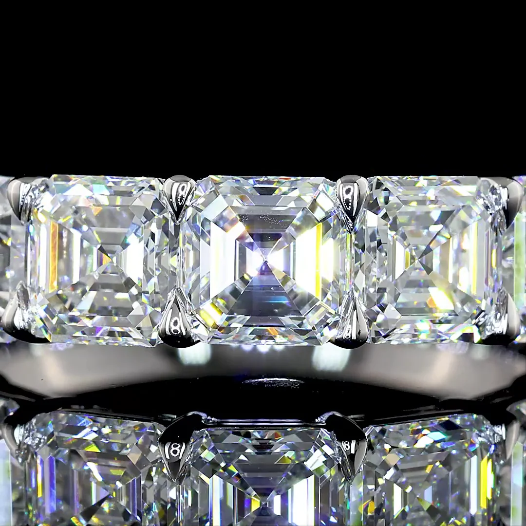 3.99 Cts 14k White Gold Asscher Shape Half Eternity Eternity Band - Image 3