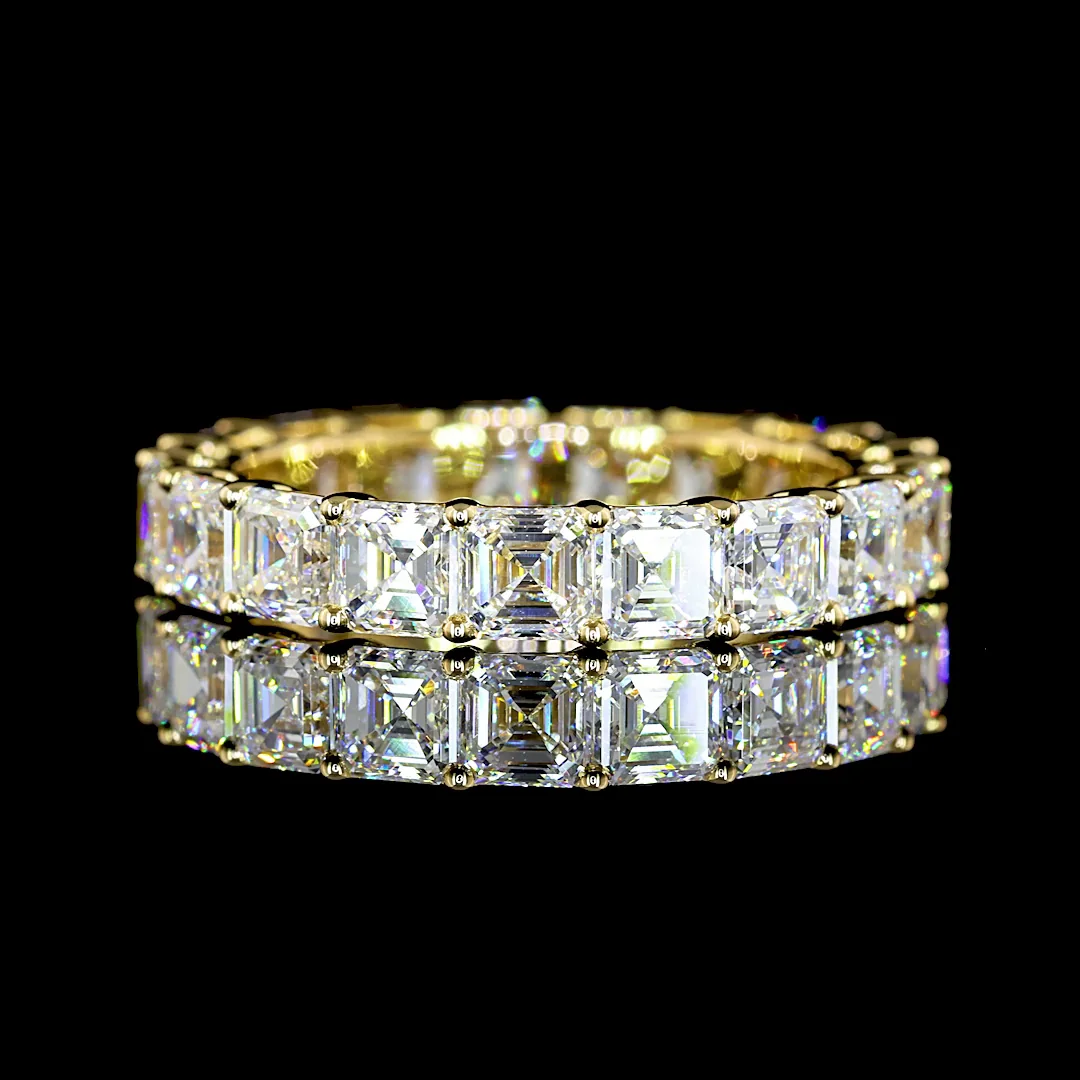 4.37 Cts 14k Yellow Gold Asscher Shape Eternity Band Eternity Band - Video