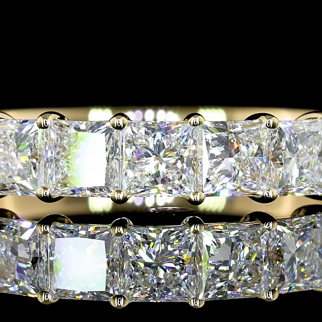 1.13 Cts 14k Yellow Gold Princess Shape 7 Stones Eternity Band - Image 3