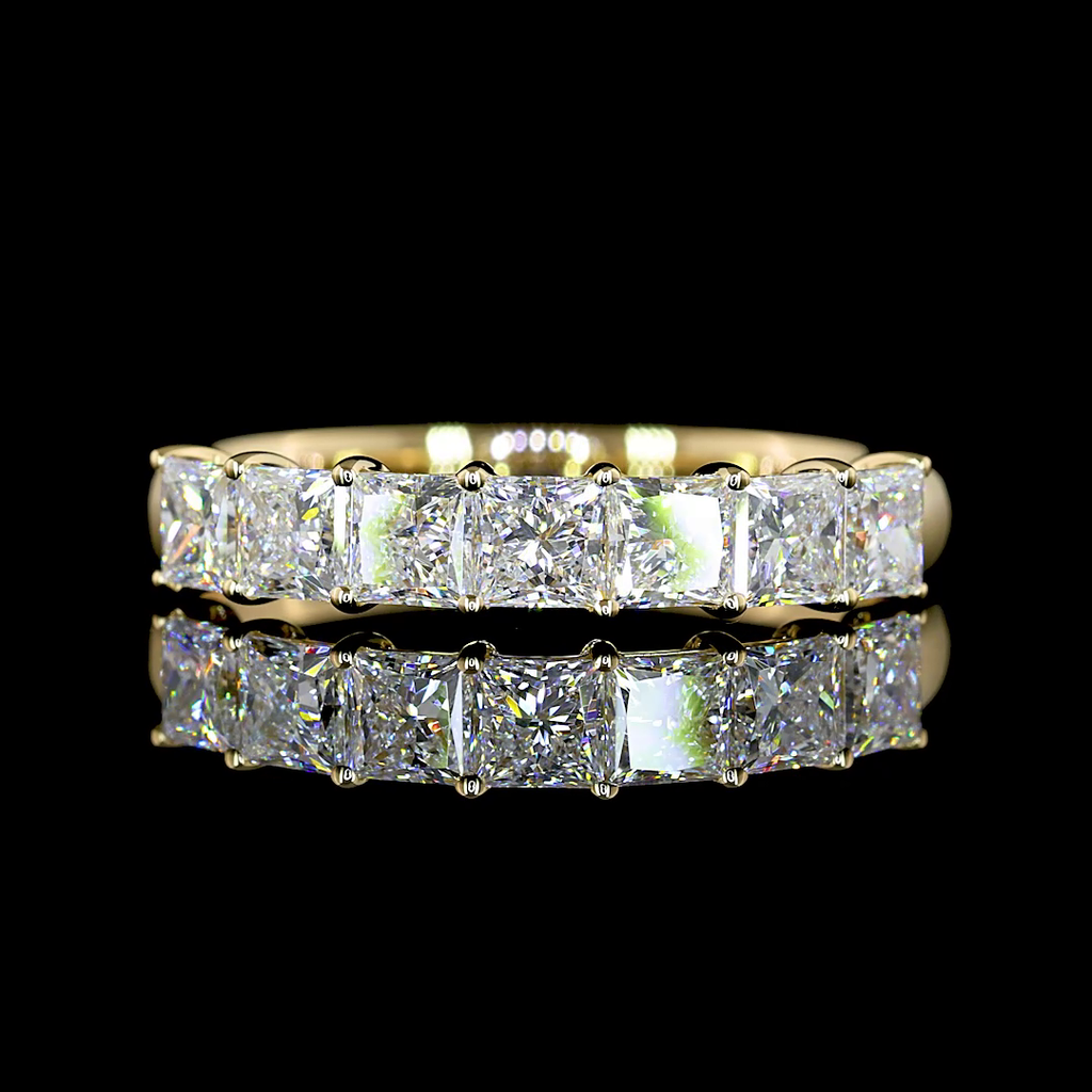 1.13 Cts 14k Yellow Gold Princess Shape 7 Stones Eternity Band - Video