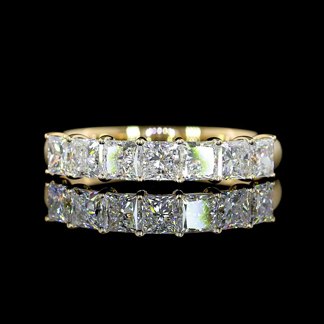 1.13 Cts 14k Yellow Gold Princess Shape 7 Stones Eternity Band - Video