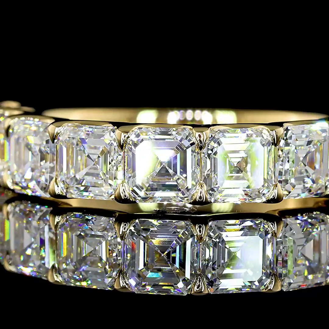 3.17 Cts 14k Yellow Gold Asscher Shape Half Eternity Eternity Band - Image 3
