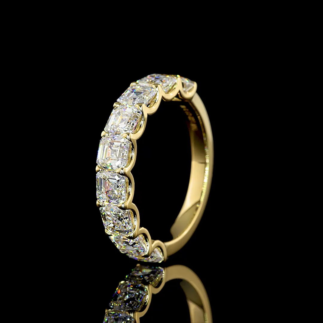 3.17 Cts 14k Yellow Gold Asscher Shape Half Eternity Eternity Band - Image 4