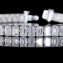 13.34 Cts 14k White Gold Emerald Shape Tennis Bracelet - Image 2