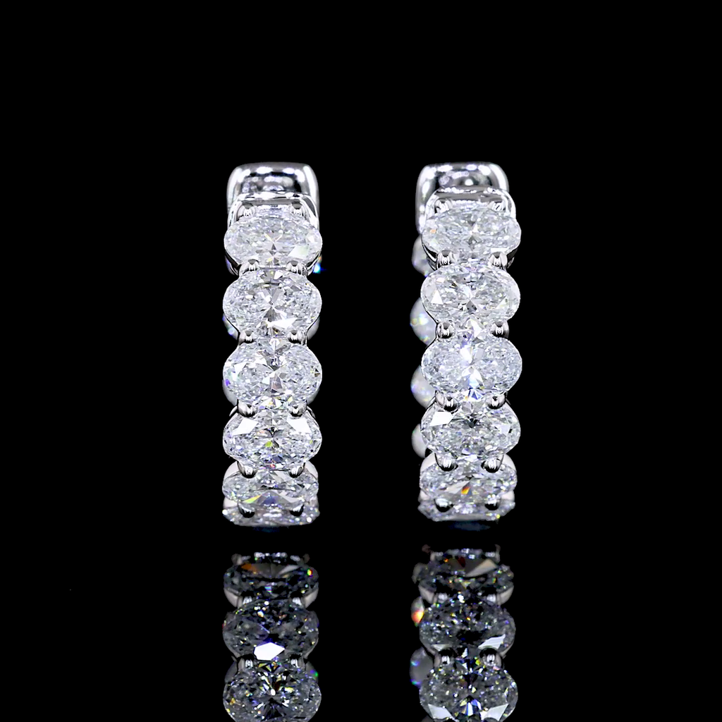 1.88 Cts 14k White Gold Oval Shape Huggies Earring - Image 3