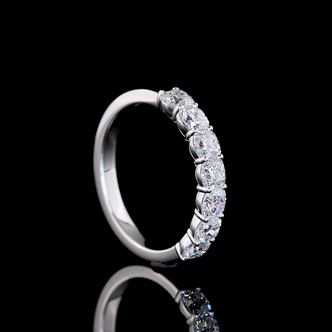 1.16 Cts 14k White Gold Square Cushion Brilliant Shape 7 Stones Eternity Band - Image 2