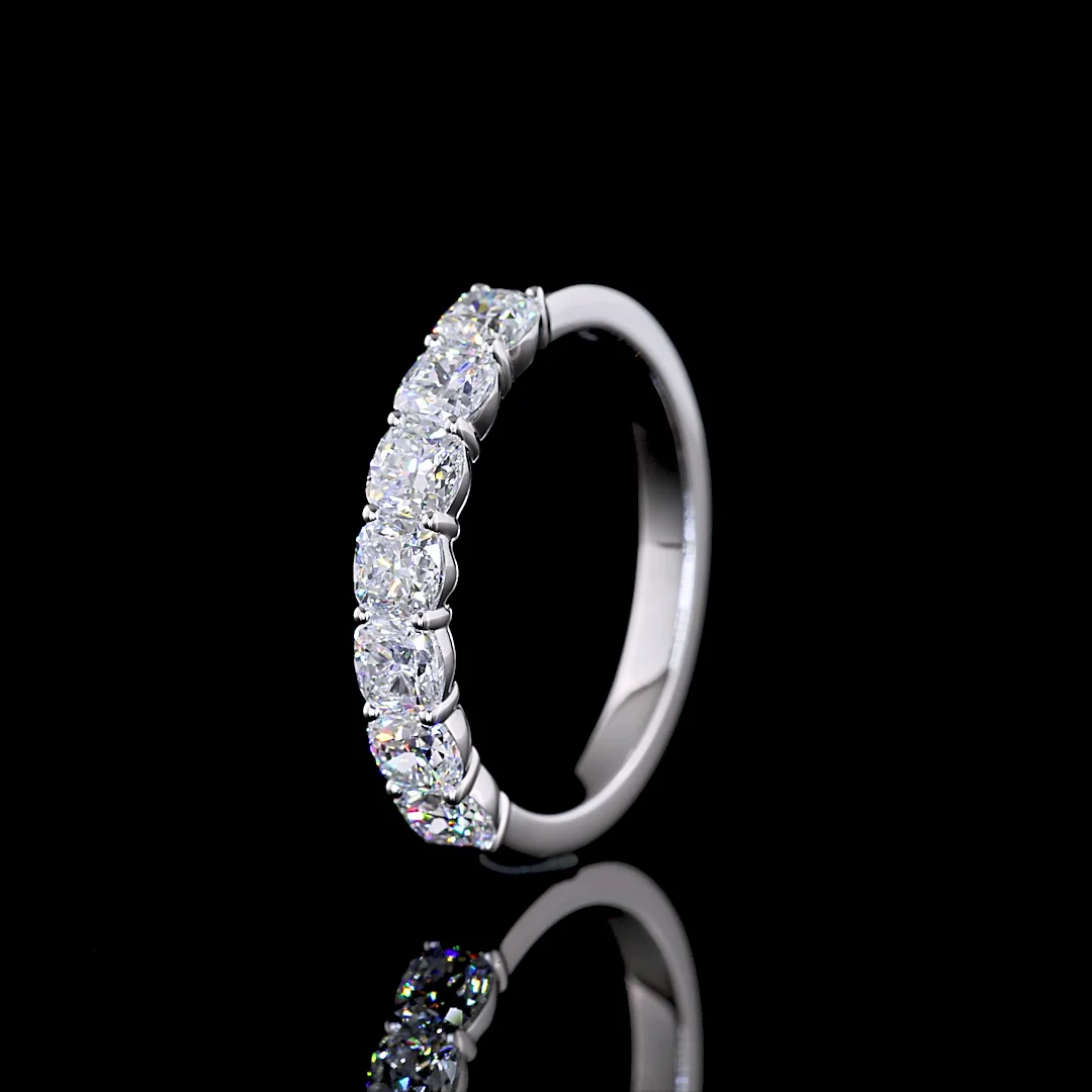 1.16 Cts 14k White Gold Square Cushion Brilliant Shape 7 Stones Eternity Band - Image 4