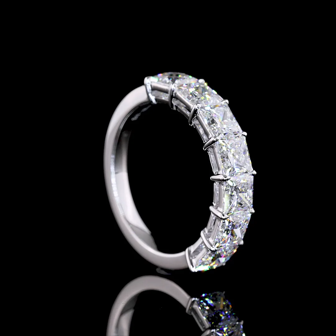 3.15 Cts 14k White Gold Princess Shape 7 Stones Eternity Band - Image 2