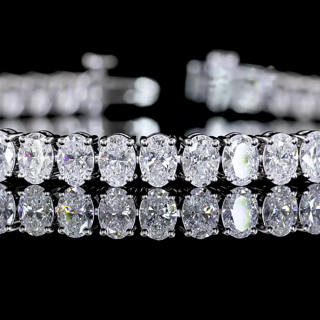 9.23 Cts 14k White Gold Oval Shape Tennis Bracelet - Image 2