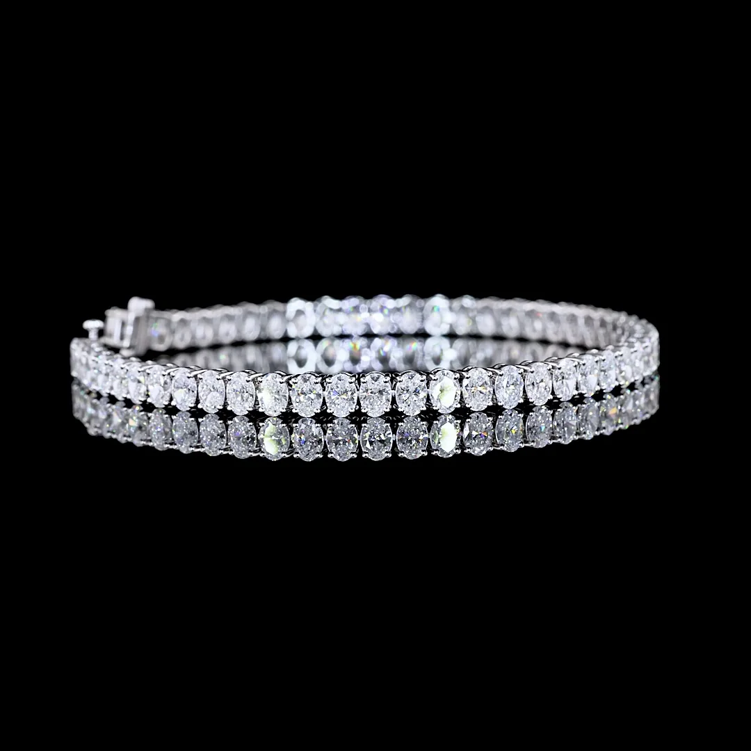 9.23 Cts 14k White Gold Oval Shape Tennis Bracelet - Video