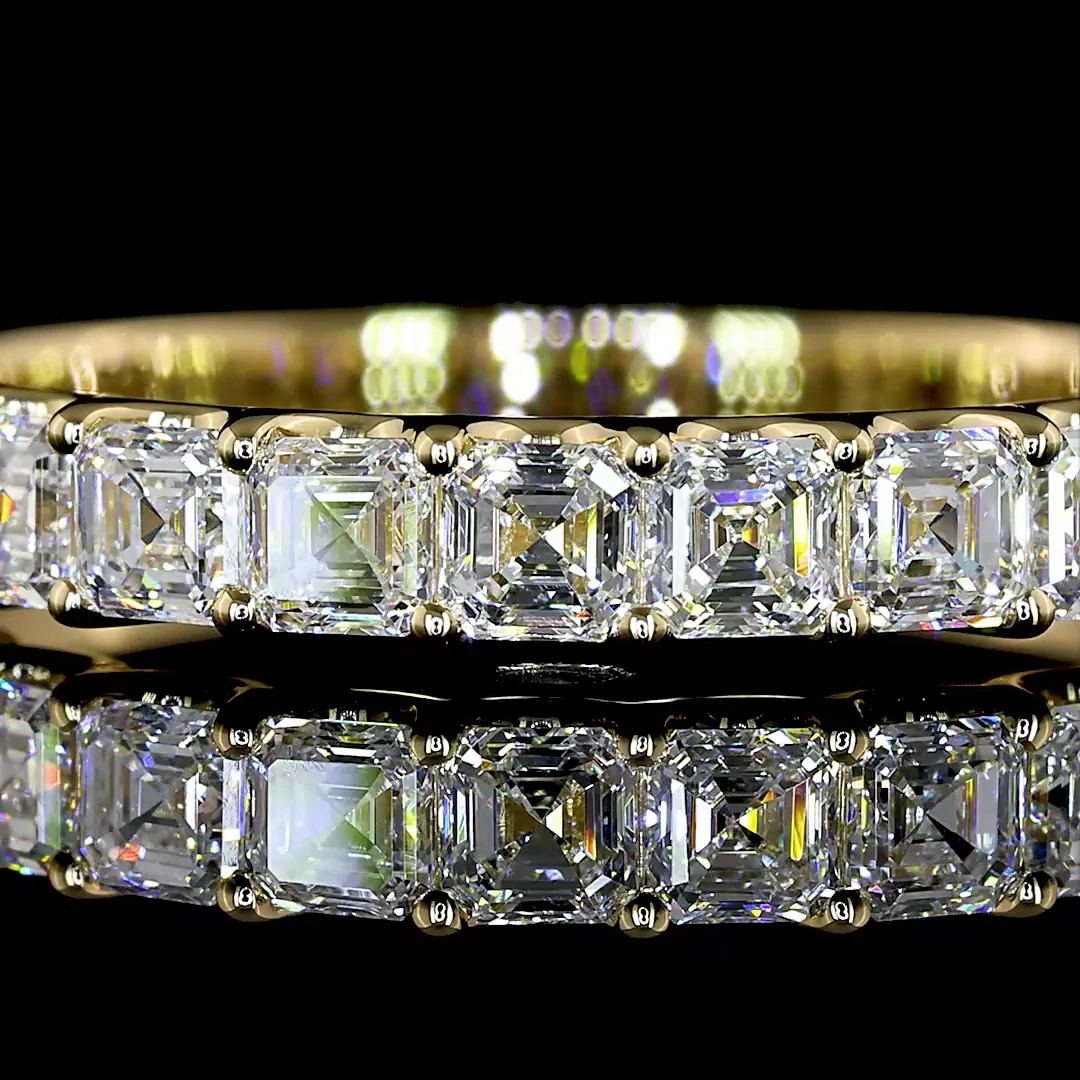 0.97 Cts 14k Yellow Gold Asscher Shape Half Eternity Eternity Band - Image 3