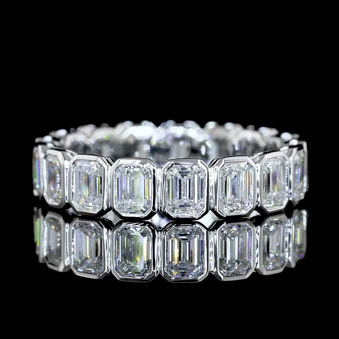 2.83 Cts 14k White Gold Emerald Shape Eternity Band Eternity Band - Video