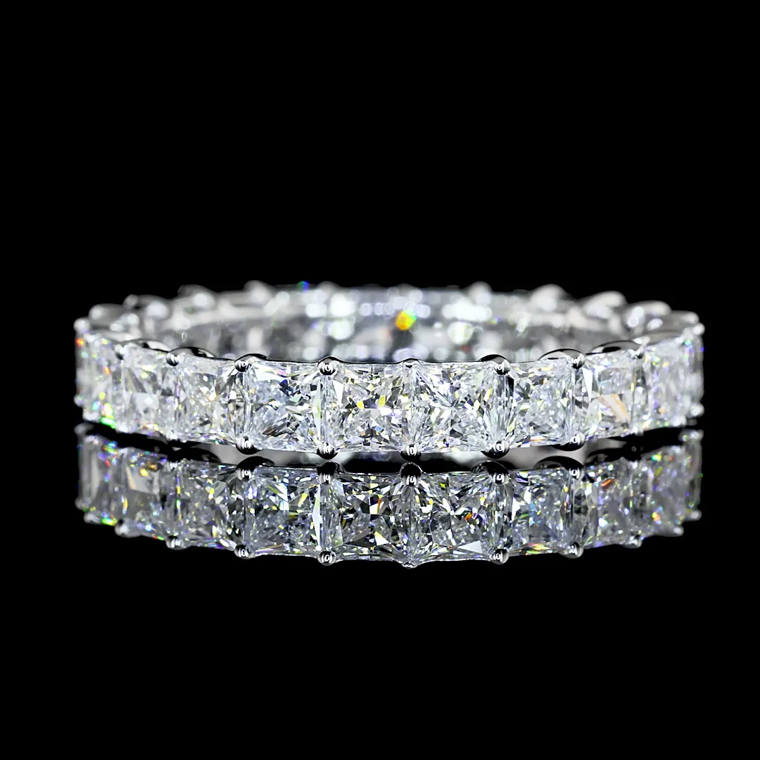 3.07 Cts 14k White Gold Princess Shape Eternity Band Eternity Band - Video
