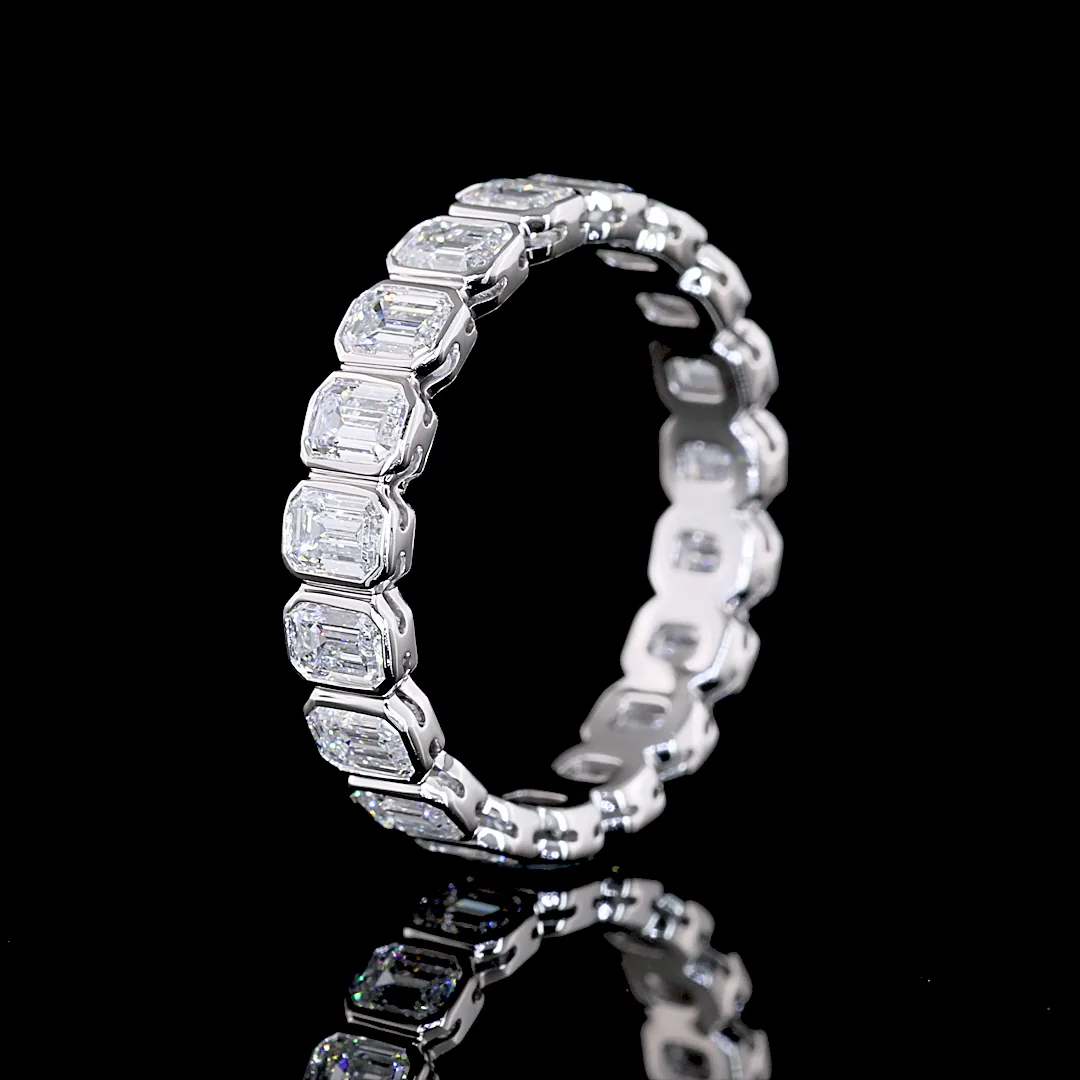 1.9 Cts 14k White Gold Emerald Shape Eternity Band Eternity Band - Image 4